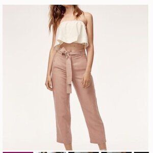 Aritzia Wilfred Jallade / Tie Front Linen Pant in Nutmeg Sz 2